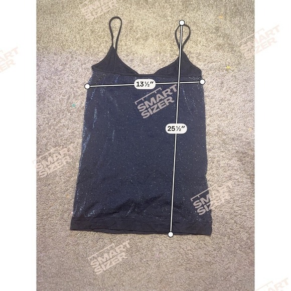 Black Glitter Shimmer Camisole V-Neck Spaghetti Strap Tank Top Womens - Picture 4 of 4